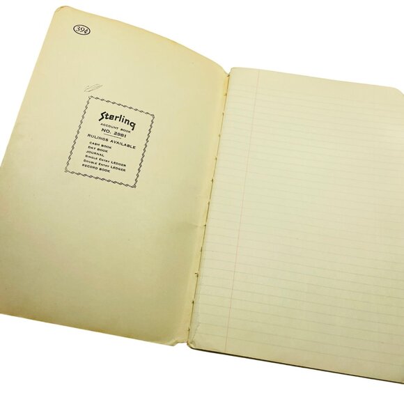 Sterling  Record Book No. 39 - Vintage Lined Pages Midnight Blue Gold Writing - Picture 3 of 5
